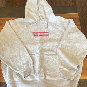 Supreme Light Gray Hoodie with Red Box Logo